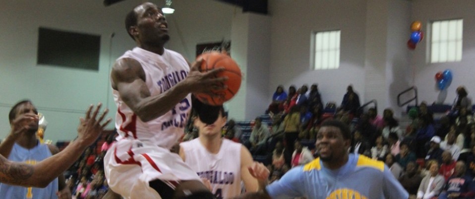 Cordaryl Campbell goes up for a layup. Campbell ended the night with 20 points and 10 rebounds.